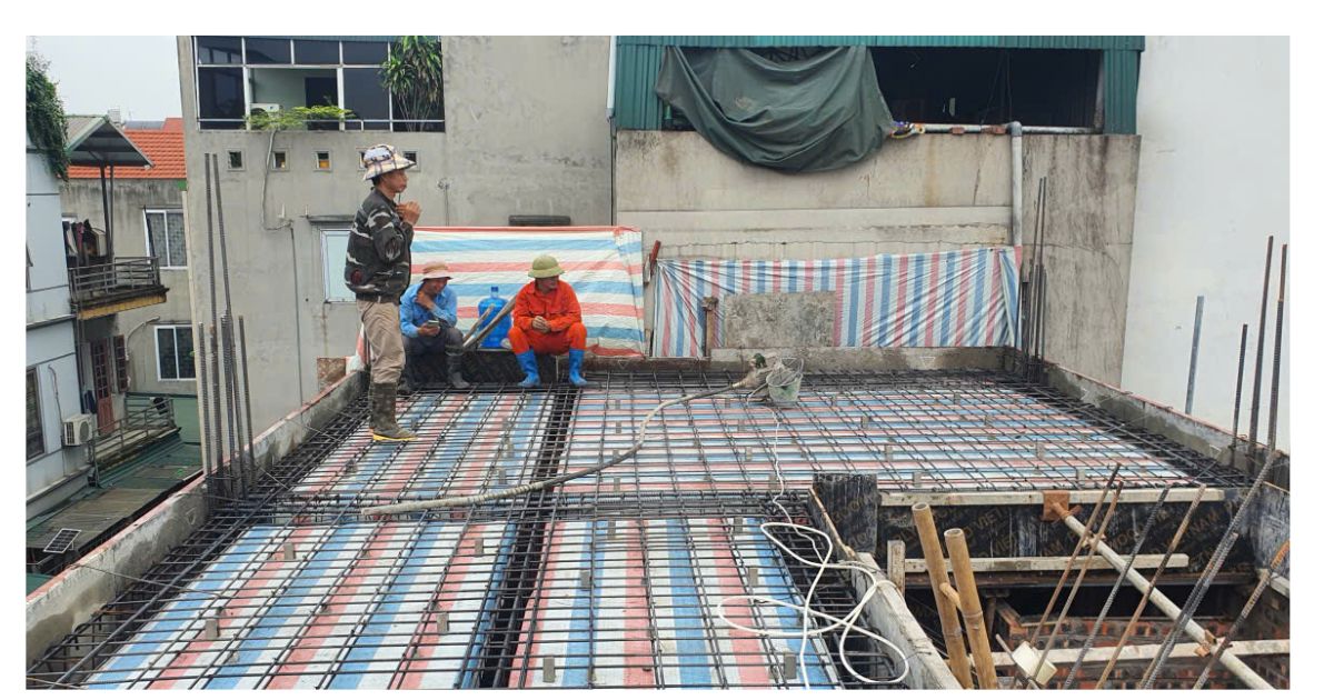 Công tác thi công cốt thép sàn tầng 3 nhà dân – 69 Mai Phúc, Long Biên